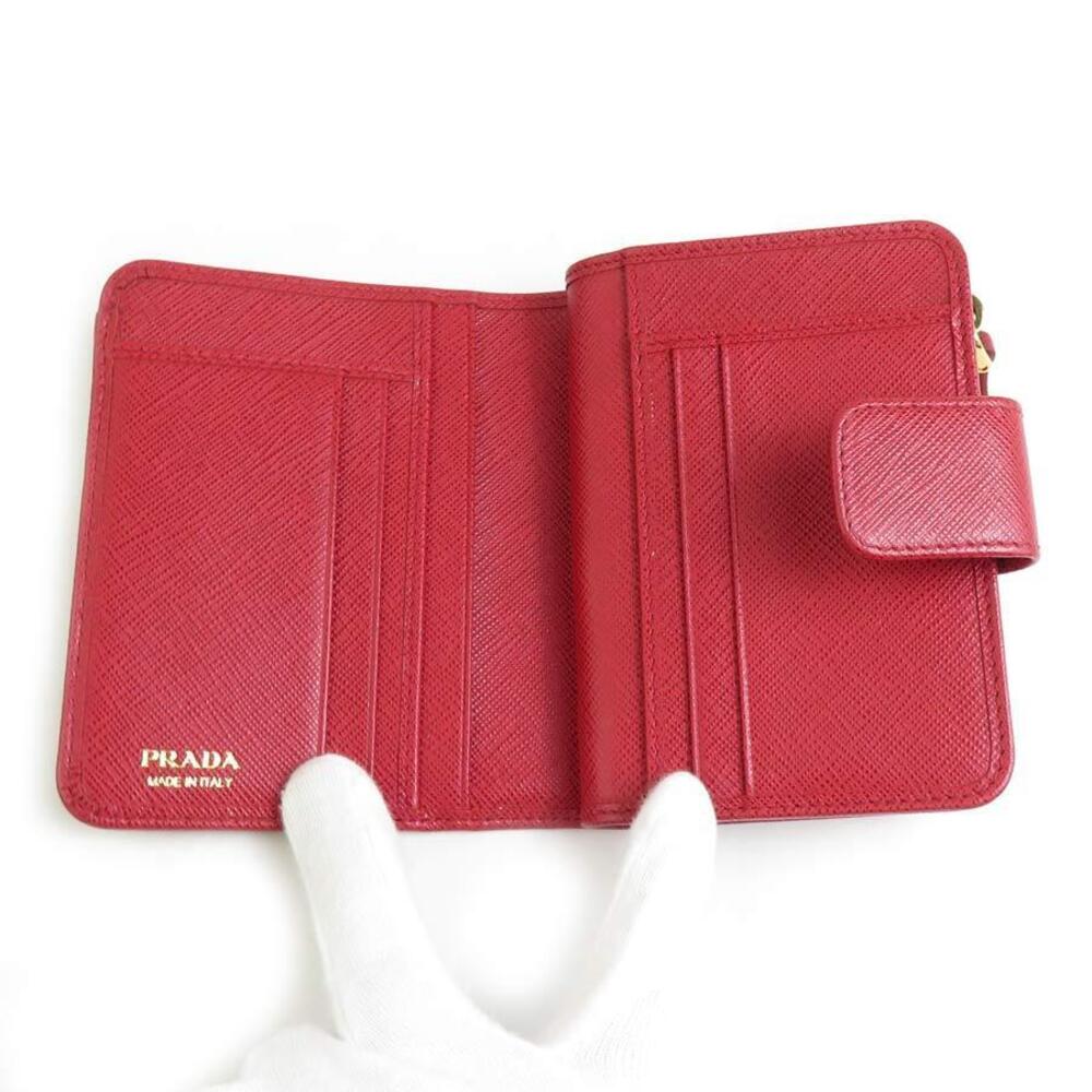 Prada Bi fold Wallet Leather Red - Picture 3 of 5